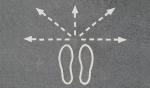 feet outline with multi-direction arrows